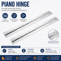 NINE SUNS Charnières de piano robustes en acier inoxydable doré pour portes de placards pliantes et boîtes de rangement