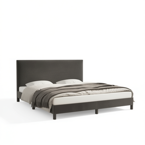 Cadre de lit rembourré en velours gris foncé 76x79.9, taille King, design moderne, meubles de chambre à coucher - Product Image 1