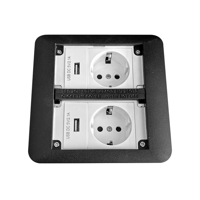 Powder Coated Matt Black Hidden Waterproof Flip up Floor Socket Box with 4 Power Electrical Outlet UK EU US Rj45 USB C Module