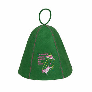 Breathable And Insulated Finnish Style Green Wool Felt <b>Sauna</b> Hat With Custom Embroidered Logo For Adults Spa <b>Sauna</b> Hat - Product Image 1