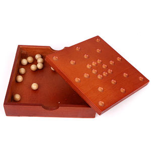 Wooden <strong>Solitaire</strong> Game Classic <strong>Board</strong> Game Marble Chess Mind Game 14cm Round <strong>Board</strong> with Wooden Balls - Product Image 1