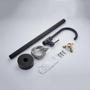 Robinet de <span class=keywords><strong>baignoire</strong></span> sur pied en laiton poli chromé noir, mitigeur cascade à débit élevé, design moderne <span class=keywords><strong>pour</strong></span> salle de bain - Product Image 4