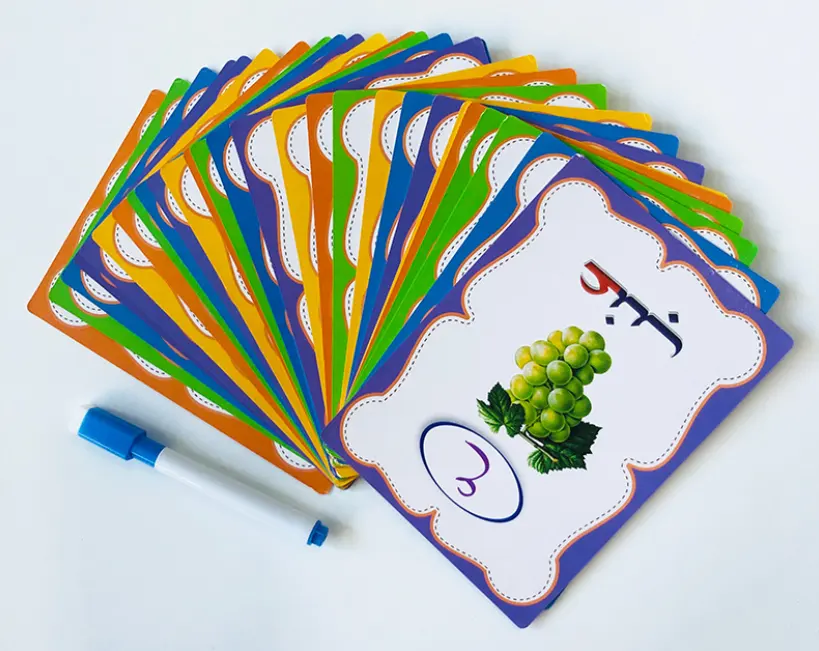 Cartes flash arabes montessori pour enfants, ouvertes, personnalisés, vente en gros