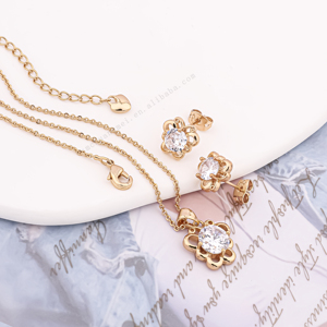 Conjunto de Joyería de Collar y Aretes de Circonitas Multicolores, Chapado en Oro de 18k, Económico y Elegante para Novias - Product Image 5