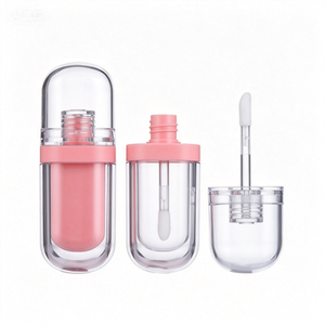 Tube de gloss à lèvres ovale 3ml, emballage cosmétique en plastique avec bouchon à vis, couleur rose, pour le stockage du gloss à lèvres - Product Image 3