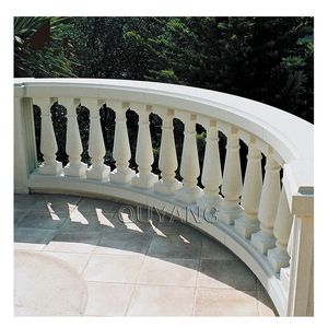QUYANG Home Hotel Decorativo Diseño moderno Piedra natural blanca Barandilla de barandilla romana Barandilla de balcón de mármol al aire libre - Product Image 1