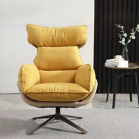 Fauteuil pivotant de luxe léger en métal avec dossier haut et assise rembourrée confortable pour salon, balcon, hôtel