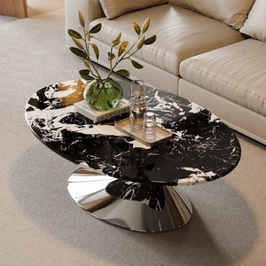 <span class=keywords><strong>Table</strong></span> Basse Soucoupe Volante <span class=keywords><strong>de</strong></span> Luxe Léger, Style Moderne Wabi-Sabi Rétro, en Marbre et Acier Inoxydable, Durable, avec Rangement, Décorative pour <span class=keywords><strong>Salon</strong></span> - Product Image 4