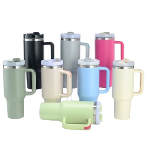 Kolu ile 40oz Tumbler ve hasır kapak kahve yalıtımlı fincan kullanımlık paslanmaz çelik su şişesi seyahat kupa Cupholder dostu - Product Image 5