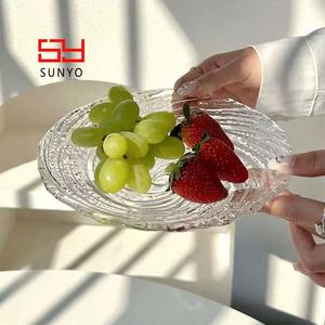 موردو أطباق عشاء زجاجية شفافة للسلطة والطعام البارد، أطقم فاخرة من أطباق التقديم الزجاجية لحفلات الزفاف - Product Image 4