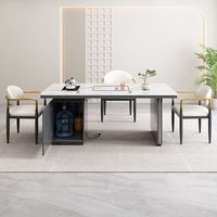 Ensemble de petite table à thé moderne de luxe Bouilloire en pierre intégrée pour bureau ou balcon Table à thé en ardoise simple et légère