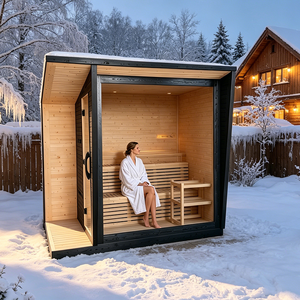 Cabane de sauna de jardin de luxe en bois de cèdre rouge massif, préfabriquée, moderne, écologique, avec grande fenêtre en verre - Product Image 2