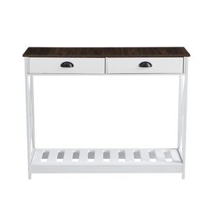 GE HENG Z-G-2 Table <span class=keywords><strong>console</strong></span> en MDF noir 2 tiroirs Étagère ouverte Design pliable Hauteur réglable Gain de place Convertible ergonomique - Product Image 4