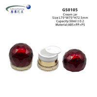 Pot de crème de luxe pour le visage 50g, pot sphérique rouge en plastique vide pour crème et crème contour des yeux, vente en gros