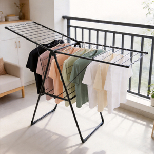 Séchoir à linge multifonctionnel pliable pour la maison, type aile, hauteur réglable, porte-serviettes <span class=keywords><strong>en</strong></span> acier épaissi, pour intérieur et extérieur - Product Image 4