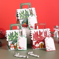 Boîte à biscuits en forme de maison de pain d'épices de Noël de style européen, petite boîte à bonbons, emballage en papier kraft de Noël, boîte cadeau en papier, vente en gros