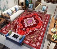 Tapis Moderne en Polyester, Style Bohème Floral, Écologique, Antidérapant, Adapté aux Animaux, Anti-bactérien, Fabriqué à la Machine, Vente en Gros
