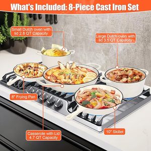 Juegos de utensilios de cocina de color blanco crema de hierro fundido Antiadherente al mejor precio juegos de <span class=keywords><strong>ollas</strong></span> y sartenes de cocina de acero inoxidable al por mayor de fábrica - Product Image 6
