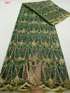 3811 blu Navy paillettes africano maglia Tulle tessuto di pizzo più recente Tulle francese lacci per il pizzo nigeriano per le donne abiti da festa cucire - Product Image 6