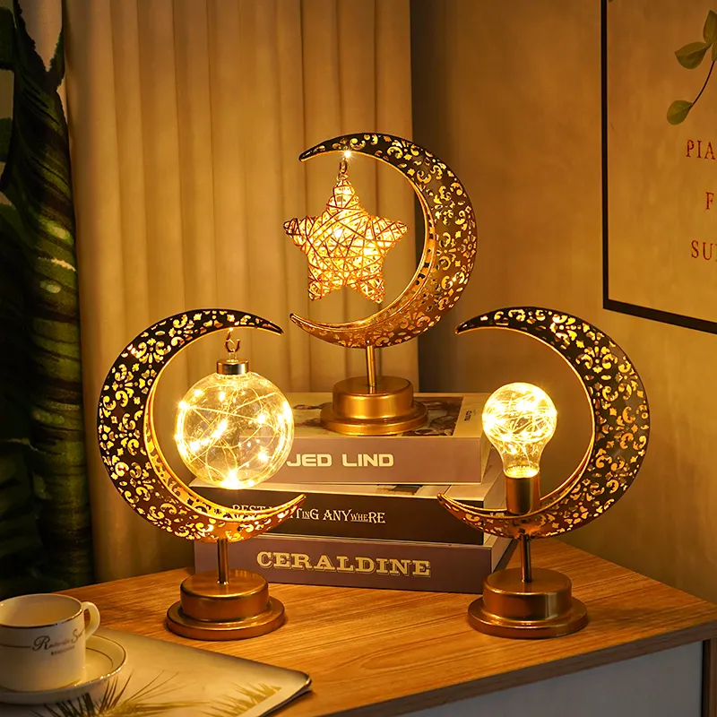 Muslim Eid Gift LED Night Light Lamp Star ,Moon , Light Bulb Decorative Bedroom Table Lamp Atmosphere Lamp