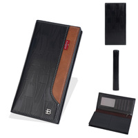 Baellerry dompet panjang kulit PU pria, dompet kapasitas besar ritsleting dengan banyak slot kartu