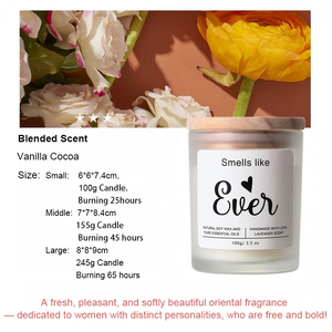 เทียนหอมกลิ่นวานิลลาผสมโกโก้ รับผลิตแบรนด์ส่วนตัว ตกแต่งบ้านสวยงาม บรรจุในขวดแก้วฝ้าพร้อมฝาไม้ - Product Image 1