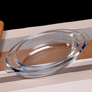 <span class=keywords><strong>Bandeja</strong></span> de vidrio para hornear con asa Oval para hornear de vidrio de borosilicato alto - Product Image 1