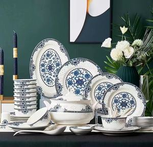 Juego de vajilla de porcelana Juego de vajilla azul y blanca de lujo de 18 cabezas Juego de 4 servilleteros de <span class=keywords><strong>tetera</strong></span> italiana azul de cerámica - Product Image 3