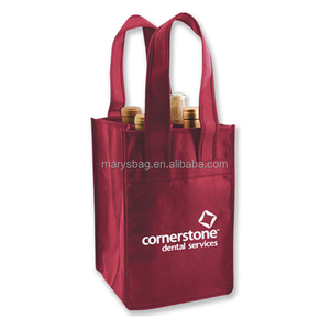 Borsa Tote per vino in tessuto Non tessuto-4 bottiglie con divisori incorporati proteggono dal tintinnio - Product Image 1