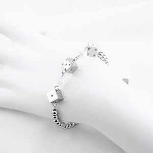 Unisex <b>Titanium</b> Steel Beaded Dice Necklace Geometric Ball Shape Hip Hop Punk Style Fashion Jewelry XYB0067 - Product Image 4