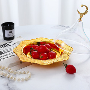 Metal Fruit Plate with Lid European Style Home Living Room Light Luxury Dessert Cake Dessert Plate Afternoon Tea Display Plate - Product Image 4