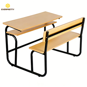 Meubles pour collèges, table à double position personnalisée avec plateau en mélamine et banc de bureau avec cadre en métal robuste et tiroirs pour salle de classe - Product Image 5
