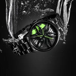 KVC批发40毫米可固化矿物玻璃手表轮圈石英表防水镂空男士手表