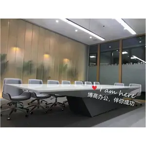 高品质现代办公会议桌高光钢琴烤漆白色高品质会议桌