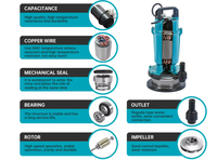 Pompe de vidange submersible QDX avec interrupteur à flotteur, pompe automatique pour eau claire, idéale pour le drainage des sous-sols, caves et piscines