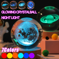 Veilleuse LED boule de cristal 3D 7 couleurs personnalisable pour chambre d'enfant et décoration intérieure