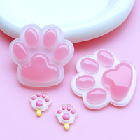 Lumineux gelée chat patte résine dessin animé bricolage accessoire coque de téléphone housse de protection décoratif Patch Crocs chaussure boucle matériel