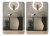 Console de couloir ultra-étroite moderne en fer forgé, style luxe léger, avec plateau en marbre créatif, support à fleurs haut de gamme pour salon et entrée