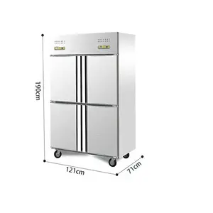 Refrigerador de aço inoxidável quatro portas comercial 1000l, grande capacidade vertical, dupla temperatura, refrigerador