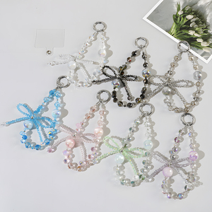Butterfly Crystal Hand Beaded Mobile Phone Chain fairy Keychain Creative Mobile Phone case Lanyard for Daily Use Fashion Lovers