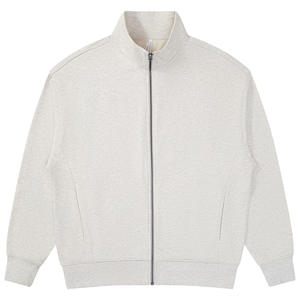 Customizable Heavyweight 100% Cotton Zip Hoodie <b>Men's</b> Streetwear Solid Black Full Zip-Up No Drawstrings High Quality - Product Image 1