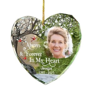 Colgante de estantería de cristal en forma de corazón patrón de texto de una pieza personalizado para regalo de novedad de árbol de Navidad - Product Image 4