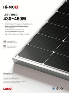 Panneau solaire Longi Solar 450W à double verre bifacial pour centrale photovoltaïque au sol – Prix 450W 455W 460W - Product Image 2