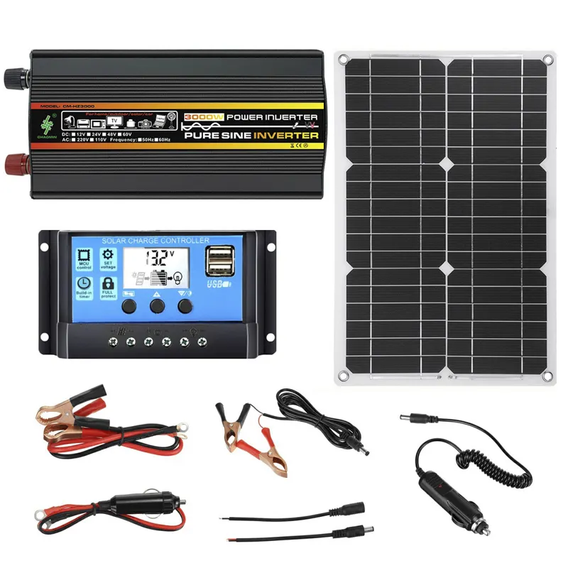 Onda pura inversor Smart Solar Charge Controller DC12V Para 220V 110V Auto detective Solar System Inverter Controller Painel Solar