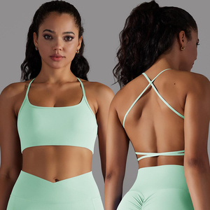 Nylon de doble cara hermosa espalda cruzada Sexy a prueba de golpes deportes Lencería correr Fitness Yoga traje chaleco mujeres - Product Image 4