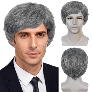 JAMBALAYA <span class=keywords><strong>Peluca</strong></span> de <span class=keywords><strong>Hombre</strong></span> de Primera Calidad, Natural y Realista, Sin Encaje, Color Gris <span class=keywords><strong>Degradado</strong></span>, <span class=keywords><strong>Peluca</strong></span> Corta y Rizada Sintética <span class=keywords><strong>para</strong></span> <span class=keywords><strong>Hombre</strong></span> - Product Image 1