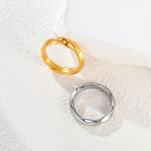 Anello Unisex in Acciaio Inossidabile con Motivo a Spirale Ovale e Onde Irregolari, Stile Primaverile, Moda Street - Product Image 5
