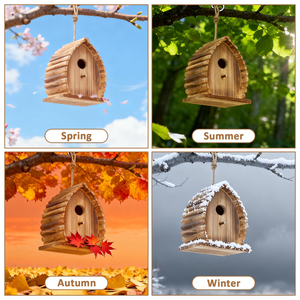 Casa para Pájaros Colgante de Madera para Exteriores, Caja de Anidación de Madera Natural Sólida para Pájaros Silvestres, Decoración de Jardín y Patio Trasero - Product Image 5