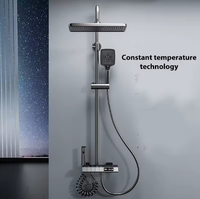 Ensemble de douche mural moderne à affichage numérique LED en laiton, avec touches de piano et température constante à quatre niveaux, pour usage domestique, effet pluie