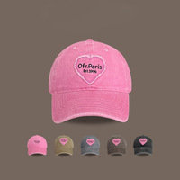 Logo personnalisé Broderie Nouveau 6 Panneau Lavé Lourd Pigment Teint Coton Doux Femmes Rose Patch Baseball Hat Cap